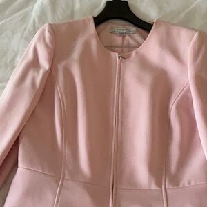 Tahari ASL Pink Blazer Structured Crew Neckline